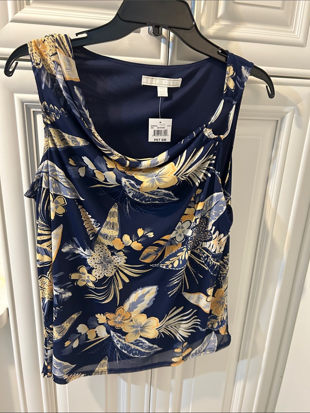 Floral Cowl Neck Camisole - Navy & Yellow